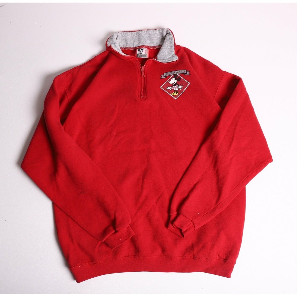 Vintage Disney Designs Minnie Mouse Quarter Zip Sweatshirt Red One Size USA Made
